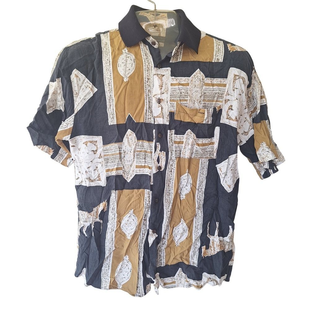 Positano Collezione Vintage Mens Abstract Horse Print Shirt Medium M